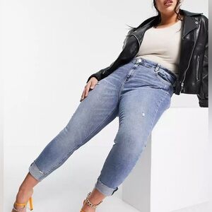 River Island Jeans Plus Size 20 Women Stretchy Blue Distressed Crop Cuff Sexy